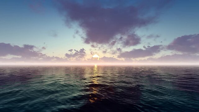 Beautiful sunrise over the sea(3D software Lumion makes non-AI)
