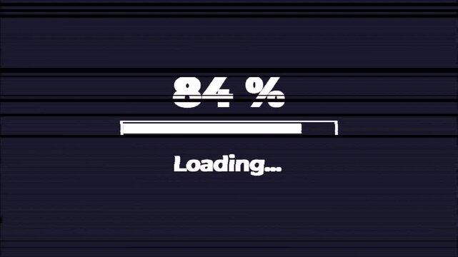 Digital progress bar with glitch effects and system distortion, futuristic computer loading screen 4k video