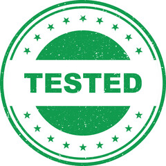 Green tested stamp with stars and circle border © UniQue DEsigN