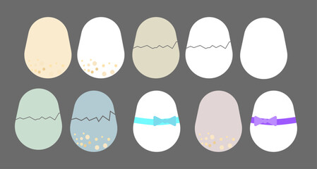 Fototapeta premium Pastel Easter Egg Collection. Decorative Egg Shapes And Spring Holiday Ornament Set. Minimal Egg Illustrations For Seasonal Design Projects