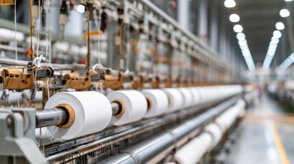 Naklejka premium A production focused industry creating woven, knitted, and synthetic textiles used in apparel, interiors, packaging, and commercial goods. 