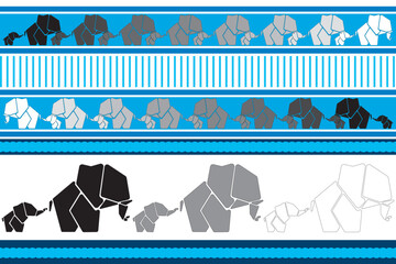 Abstract of an elephant family with blue line on a white background. © noppharat