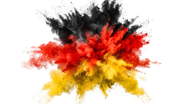 German flag colors powder explosion abstract background