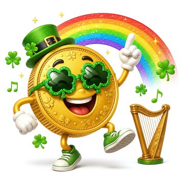 happy st patricks day coin cartoon 