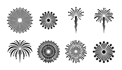 Explosive Fireworks Icons, Celebration Pyrotechnics, Festive Event Graphics © Tanveer