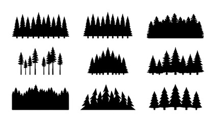Forest Silhouette Vector Pack: Evergreen Trees, Pine Woods, Woodland Graphics © Ruma