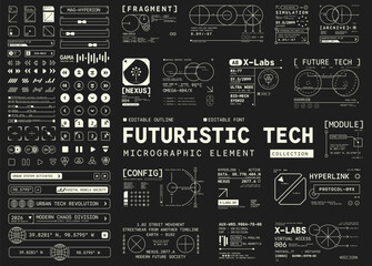 Obraz na płótnie Canvas Set of Abstract Micrographic element Futuristic UI Cyber Futuristic technology Collection