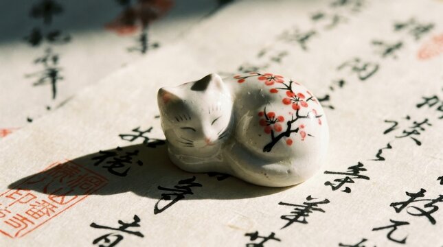 White Lucky Cat Cultural Symbol