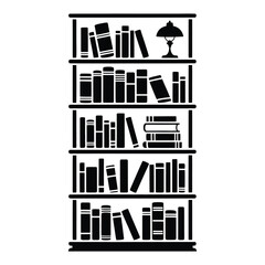 Fototapeta premium Tall Bookshelf Filled with Colorful Books in Cozy Interior Vector, Silhouette, Illustration