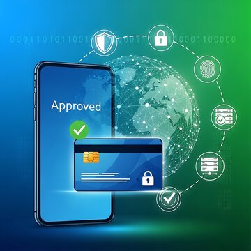 Mobile phone with approved credit card.