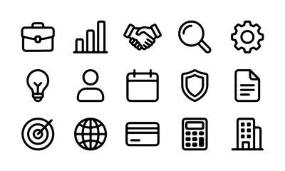Fototapeta premium Business and Finance Line Icon Set, Corporate Marketing Vectors