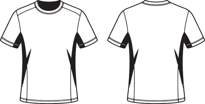 Sportswear t shirt template front and back view set.
