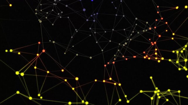 Abstract digital plexus colorful dots connection network animation loop.Video