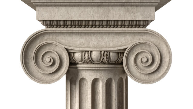 Ionic column capital with volutes and fluted shaft