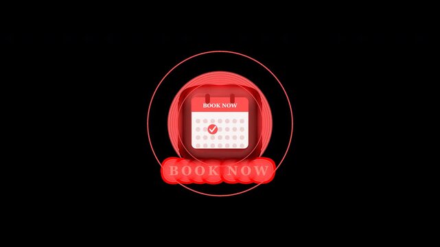 Calendar Book Now Appointment Call to Action 4K Animated Icon Seamless Loop Transparent Background