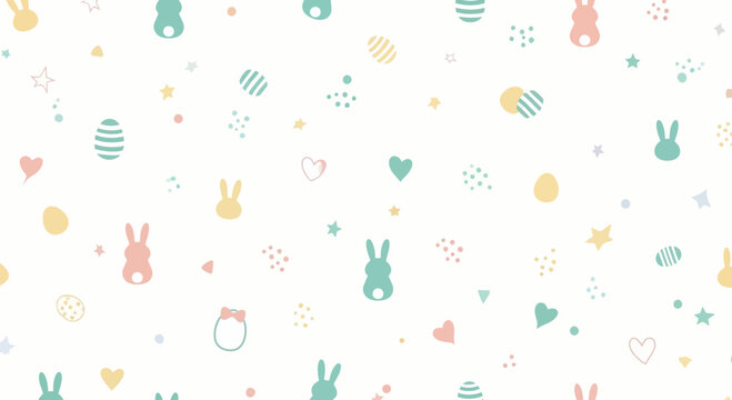 Easter bunny and egg pattern decorative background design for spring holidays