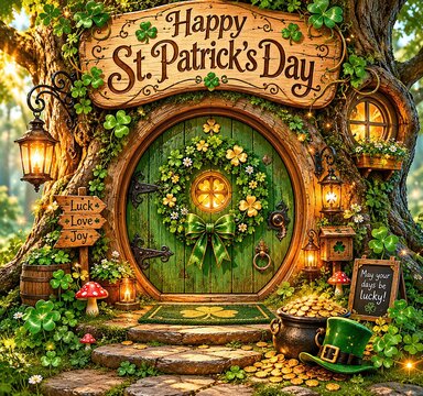 happy st patricks day tree door