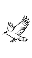 Fototapeta premium Flying Bird Silhouette Line Art Illustration.