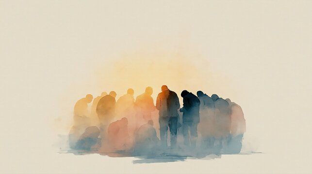 Prayer Circle in Soft Watercolor