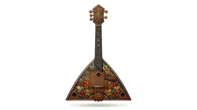 Traditional Russian Domra Musical Instrument with Ornate Carvings