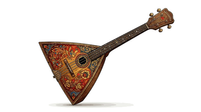 Triangular shaped musical instrument with colorful floral patterns