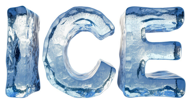 3D Ice Letters forming the word ICE