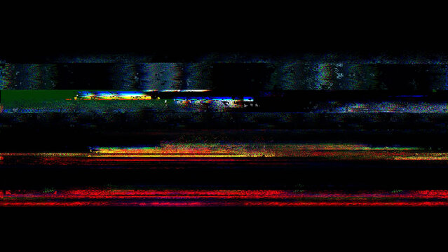 RGB TV glitch texture overlay with digital noise, scan lines, signal distortion and corrupted screen interference, colorful abstract background for cyberpunk, video, music cover, poster or futuristic 