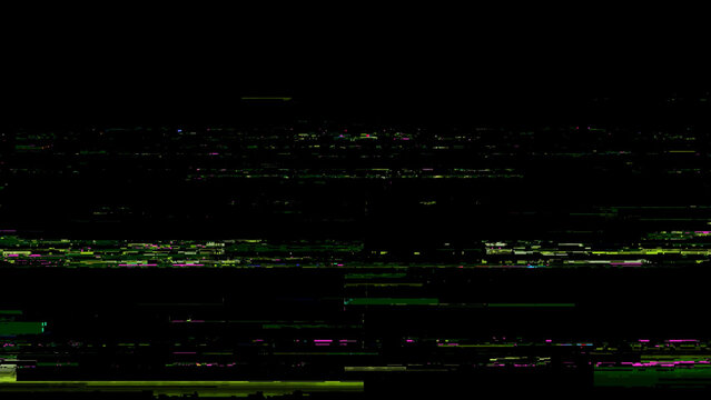 RGB TV glitch texture overlay with digital noise, scan lines, signal distortion and corrupted screen interference, colorful abstract background for cyberpunk, video, music cover, poster or futuristic 