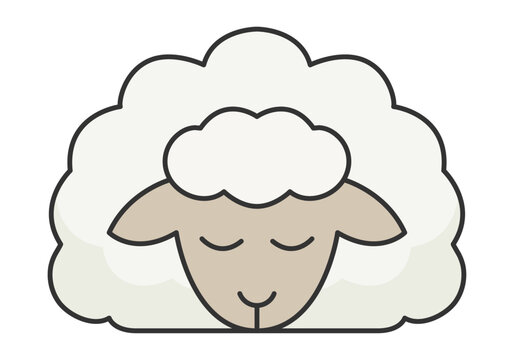 Cabeza de oveja blanca con ojos cerrados