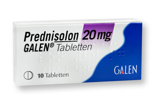 Medikament Prednisolon 20 mg Galen 10 Tabletten   Hintergrund weiss