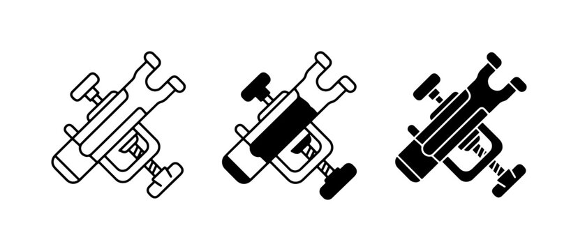 Phone Holder Clamp, Universal Grip Mount, Adjustable Device Stand, Set of 3 Icons