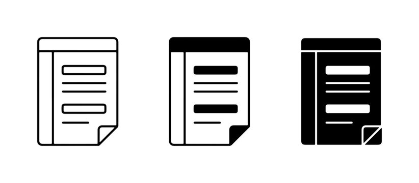 Note Pad Icons, Paper Document Symbols, To Do List Graphics, Vector Set