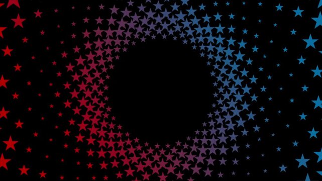 USA 2026 midterm elections patriotic dark vortex background with red and blue stars. American style motion design. Seamless loop. Video animation Ultra HD 4K 3840x2160