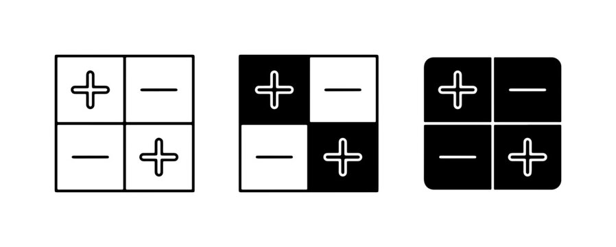 Plus Minus Icons, Mathematical Symbols, Toggle Switch Concepts, Vector Graphics