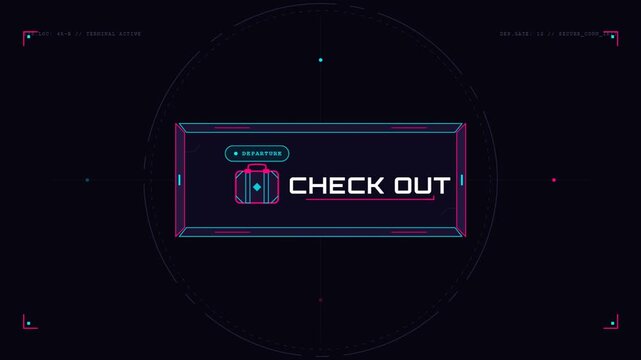 Futuristic digital hud animation for online checkout process