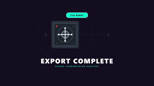 Futuristic digital export complete interface notification