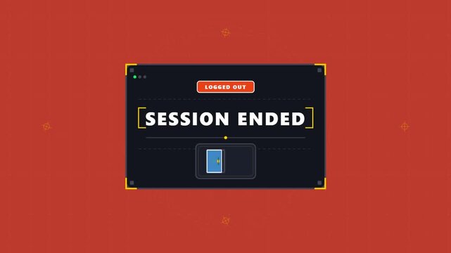 Digital interface animation showing session ended notification
