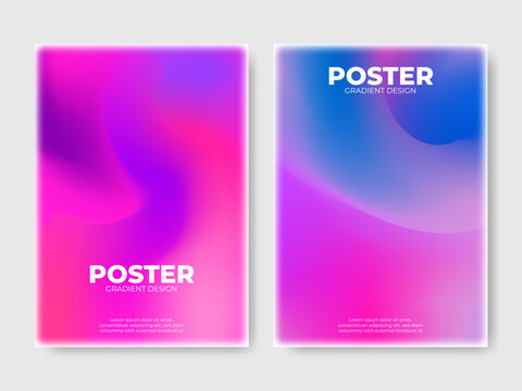 Abstract colorful fluid gradient poster design template set with blurred liquid shapes