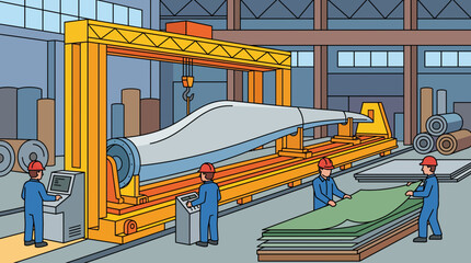 Wind Turbine Blade Manufacturing in Composite Factory © Bima