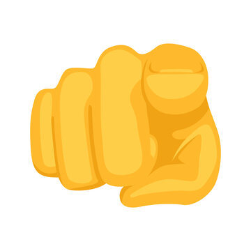Index pointing at the viewer, hand sign emoji, hand gesture symbol, vector icon illustration, isolated on transparent background. 