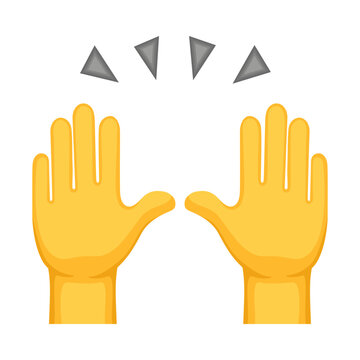 Raising hands, hand sign emoji, hand gesture symbol, vector icon illustration, isolated on transparent background. 