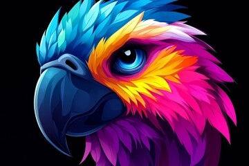 Obraz premium A colorful parrot's head with a black background