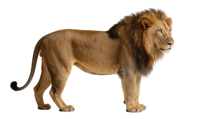 Majestic male lion with full mane standing profile view © Carmen