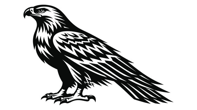 Eagle vector silhouette illustration with sharp talons and detailed feathers