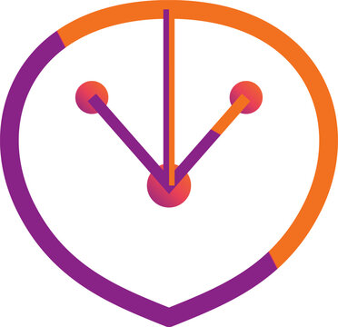 Shield, clock, gradient, logo, icon, purple, orange, vector graphics, 1 element, security, time, shield icon, clock icon, colorful, modern