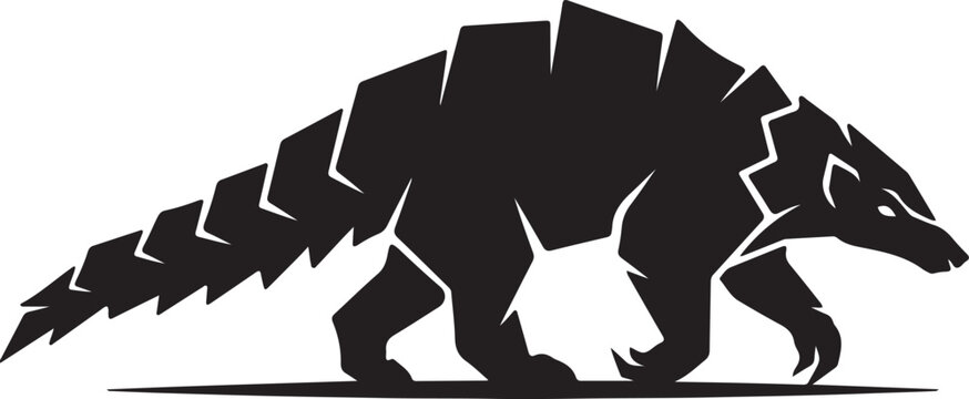 an illustration of a black and white armadillo