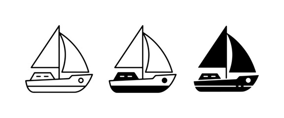 Sailboat Icons: Outline, Filled, Silhouette Vector Graphics for Nautical Themes © Abdur
