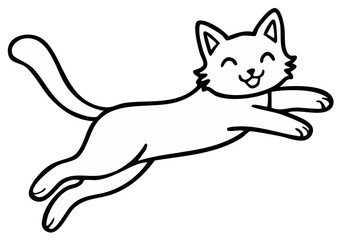 Fototapeta premium Cartoon Cat Jumping and Smiling Isolated on White Background