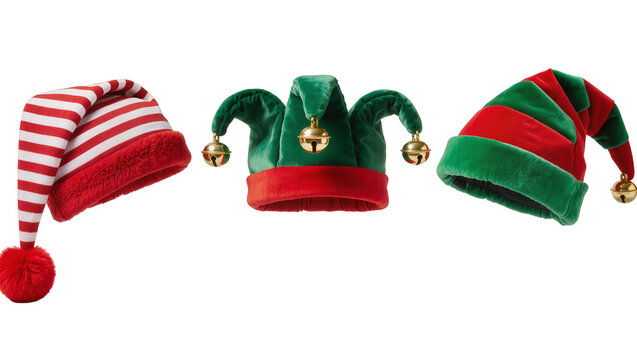 Christmas Elf Hats with Bells and Pom Pom