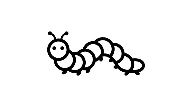 Cute cartoon caterpillar illustration with simple lines.